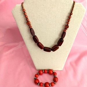 Artisans made; Dark to Light Wood  Necklace